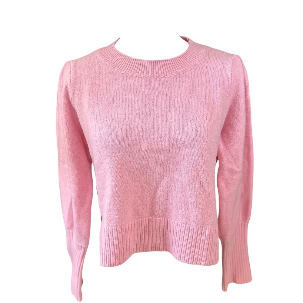 Hill House Pink Merino Wool Crew Neck Puff Sleeve Sweater Size Medium